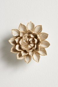 Slide View: 2: Cream Ceramic Wall Flower