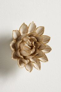 Slide View: 3: Cream Ceramic Wall Flower