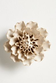 Slide View: 4: Cream Ceramic Wall Flower