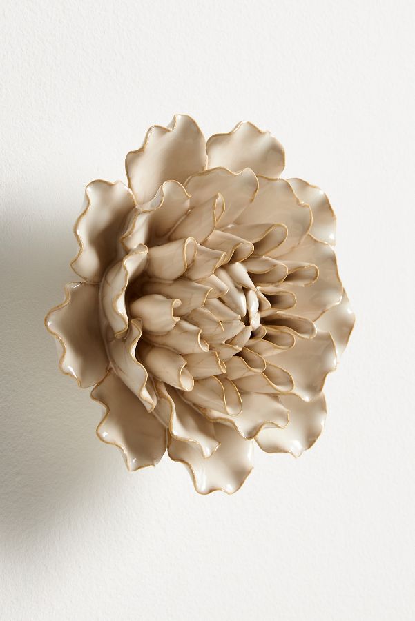 Slide View: 5: Cream Ceramic Wall Flower