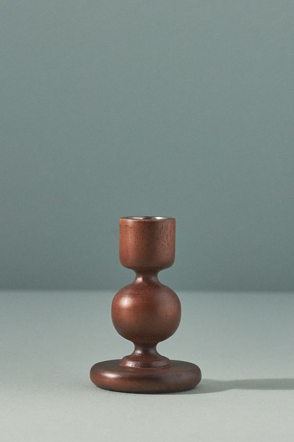 Slide View: 1: Astrid Wood Candlestick Holder