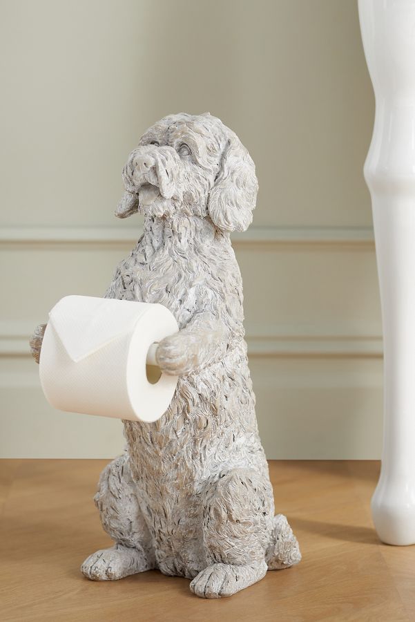 Slide View: 1: Doodle Dog Standing Toilet Paper Holder