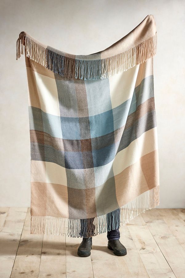 Slide View: 1: Coastal Plaid Alpaca Throw