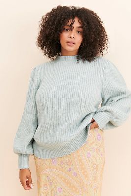 Eloquii Chunky Knit Balloon Sleeve Sweater