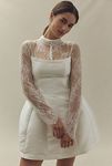 Thumbnail View 1: BHLDN Long-Sleeve High-Neck Lace Fit & Flare Mini Dress