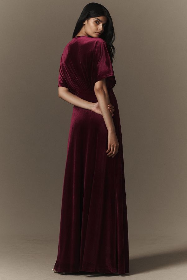 Slide View: 2: BHLDN Amelia Deep-V Stretch Velvet Maxi Dress