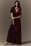 Thumbnail View 1: BHLDN Amelia Deep-V Stretch Velvet Maxi Dress