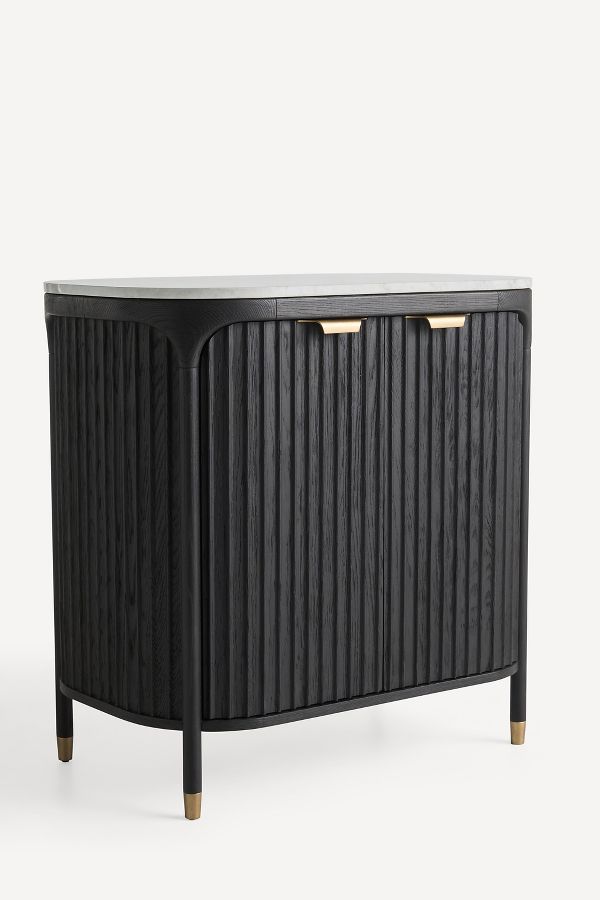 Slide View: 2: Isla Fluted Wood Bar Cabinet