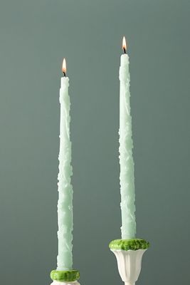 Ianthe Carved Floral Taper Candles, Set of 2