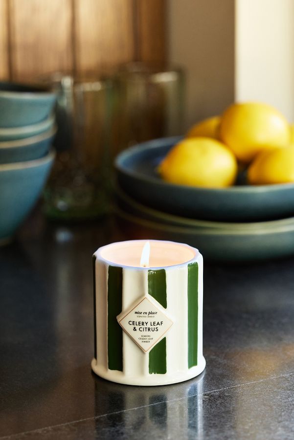 Slide View: 5: mise en place Woody Celery Leaf & Citrus Ceramic Candle