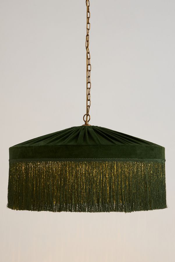 Slide View: 4: Tassel-Fringed Velvet Pendant