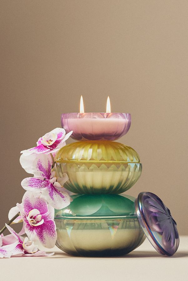 Slide View: 2: Blooming Floral Night Gardenia Glass Candle