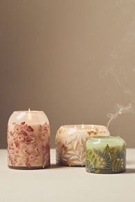 Slide View: 2: Lily Woody Apple Blossom & Amber Glass Candle