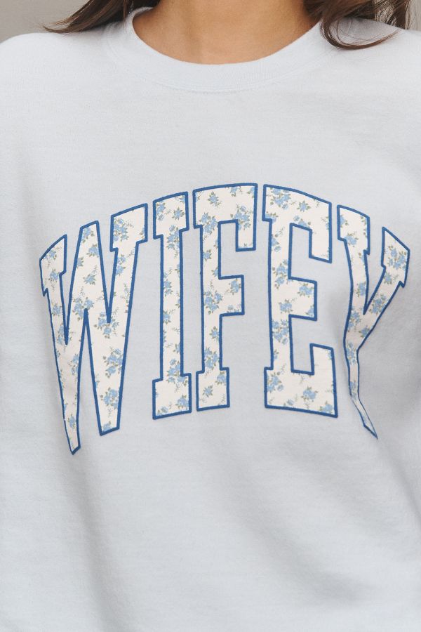 Slide View: 4: By Anthropologie Weddings Wifey Crew- Neck Sweatshirt