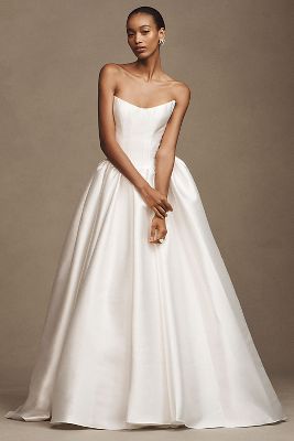 Jenny by Jenny Yoo Milena Strapless Drop-Waist Mikado Wedding Gown