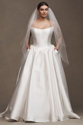 Jenny by Jenny Yoo Milena Strapless Drop-Waist Mikado Wedding Gown