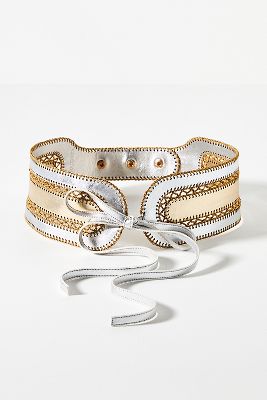 Cynthia Rowley Metallic Wrap Belt