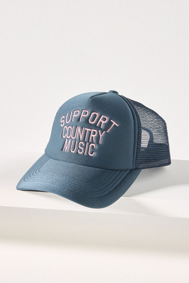 Slide View: 1: Worn/West Support Country Music Trucker Hat