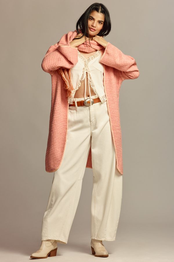 Slide View: 1: By Anthropologie Whipstitch Cardigan Sweater with Scarf