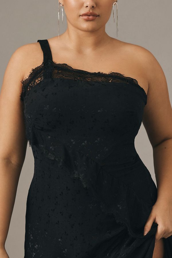 Slide View: 3: Asymmetrical Lace Maxi Dress