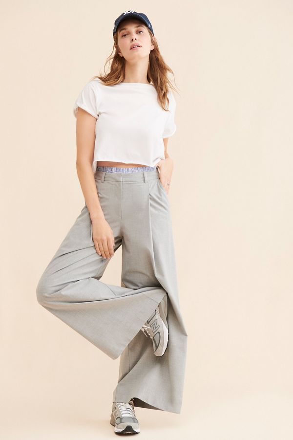 Slide View: 1: Maeve Boxer Detail Pleat-Front Trousers