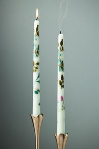 Slide View: 1: Gardenia Handpainted Taper Candles, Set of 2