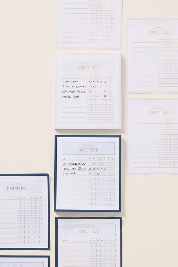 Slide View: 1: Emily Ley Routines Sticky Notepads, Set of 2