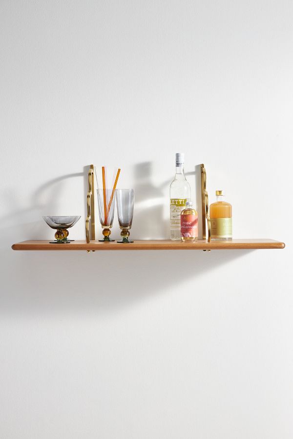 Slide View: 1: Yuna Scallop Wood Shelf