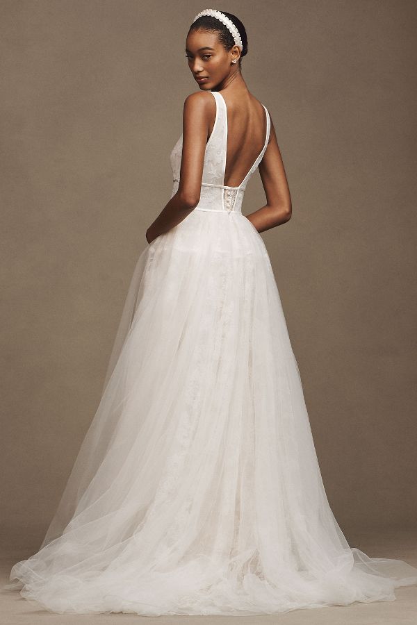 Slide View: 2: Willowby by Watters Dahlia Sleeveless V-Neck Tulle A-Line Wedding Gown