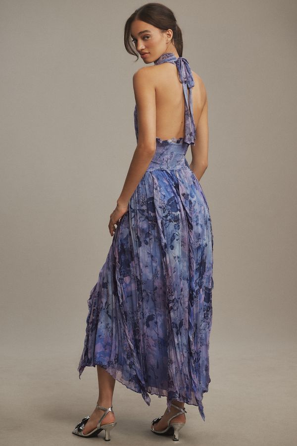 Slide View: 3: BHLDN Juliette Sleeveless V-Neck Chiffon Ruffle Maxi Dress