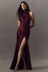 Thumbnail View 1: Sau Lee Penelope High-Neck Backless Satin Gown