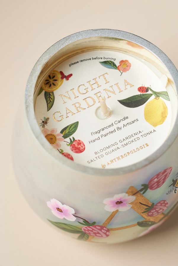 Slide View: 3: Fruity Monogram Floral Night Gardenia Glass Candle