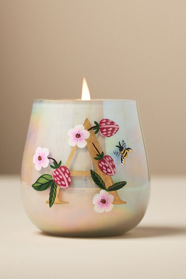 Slide View: 2: Fruity Monogram Floral Night Gardenia Glass Candle