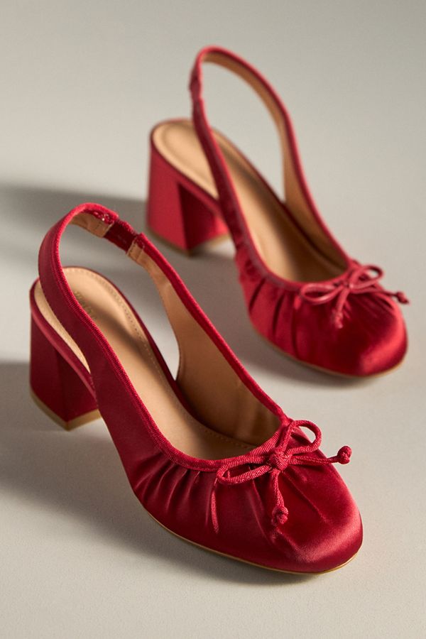 Slide View: 5: Maeve Satin Slingback Heels