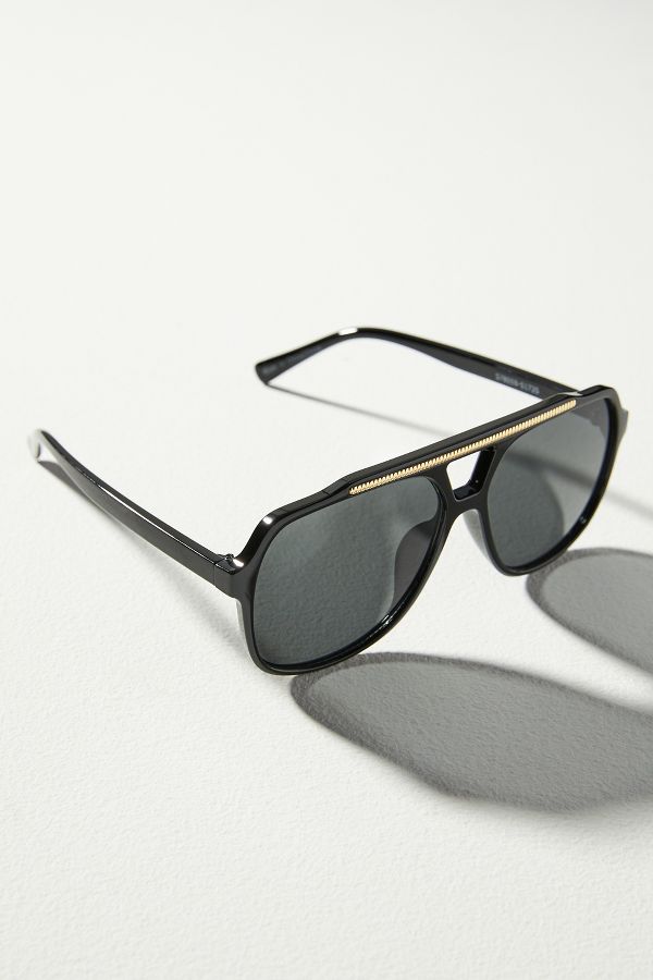 Slide View: 2: Gold Brow Aviator Sunglasses