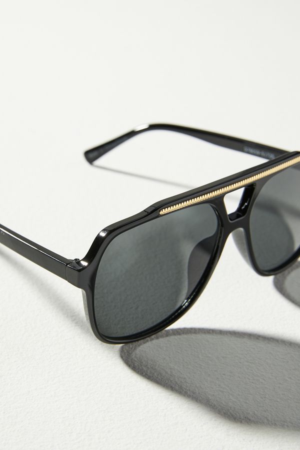 Slide View: 3: Gold Brow Aviator Sunglasses