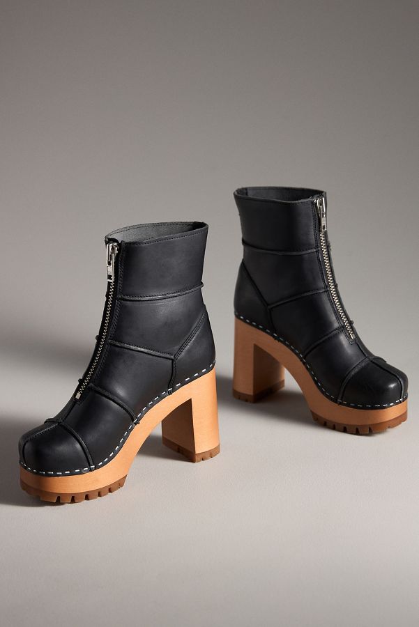 Slide View: 2: Swedish Hasbeens Rough Stitched Ankle Boots