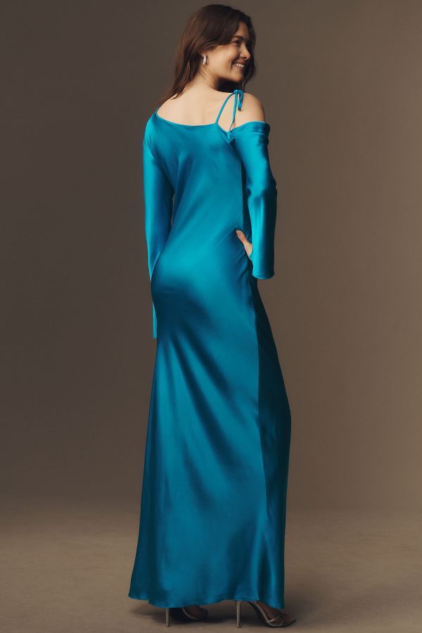 Slide View: 2: Shona Joy Nora Long-Sleeve Asymmetrical Maxi Dress