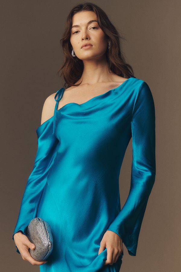 Slide View: 3: Shona Joy Nora Long-Sleeve Asymmetrical Maxi Dress