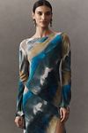 Thumbnail View 7: Shona Joy Jardin Boat-Neck Backless Split Silk Maxi Dress