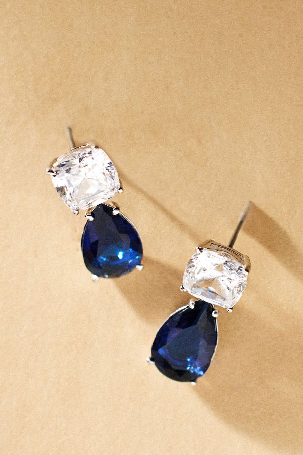 Slide View: 3: NADRI Crystal & Sapphire Drop Earrings