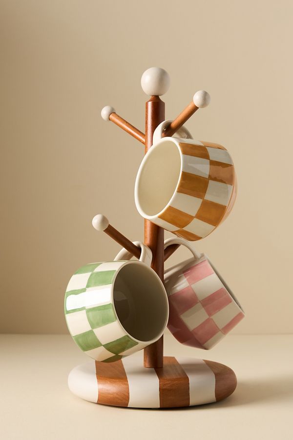 Slide View: 1: Catania Wooden Mug Tree Rack