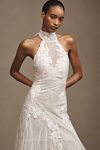 Thumbnail View 3: Watters Zoe Halter Fit & Flare Beaded Lace Wedding Gown