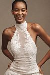 Thumbnail View 5: Watters Zoe Halter Fit & Flare Beaded Lace Wedding Gown