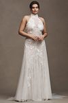 Thumbnail View 6: Watters Zoe Halter Fit & Flare Beaded Lace Wedding Gown