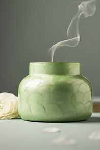 Slide View: 1: Capri Blue Volcano Green Capiz Jar Candle