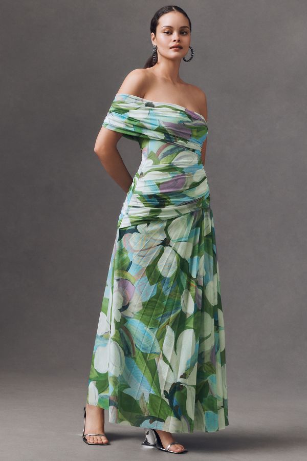 Slide View: 1: Acler Richdore Off-the-Shoulder Draped Maxi Dress