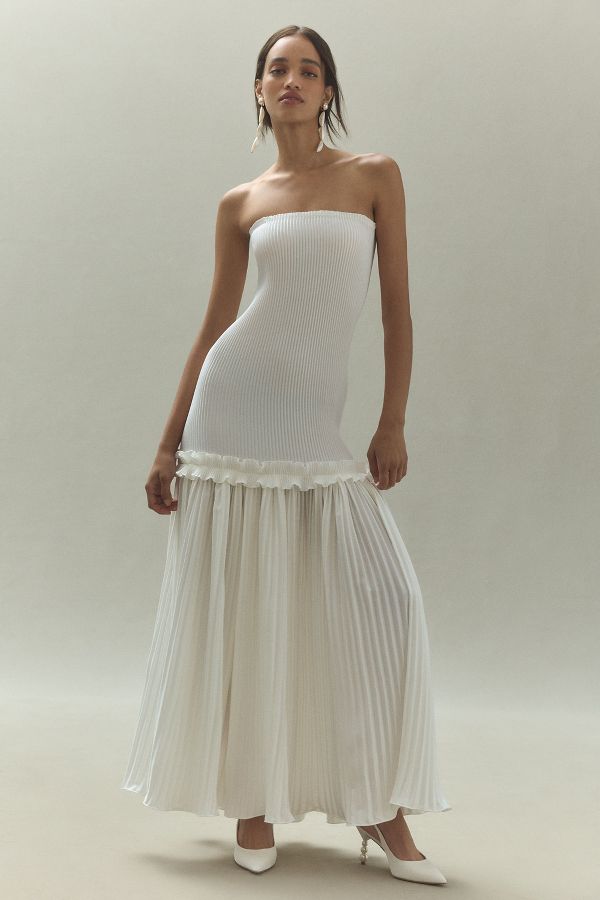 Slide View: 1: L'IDÉE Belle Detachable Organza Sleeve Drop-Waist Maxi Dress