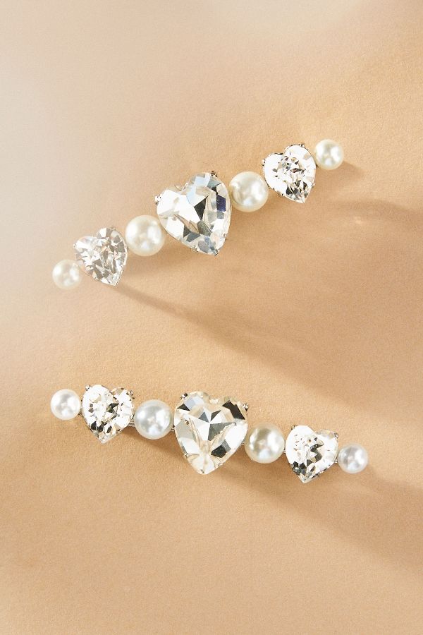 Slide View: 1: Lelet NY Juliet Pearl & Crystal Hair Pins, Set of 2