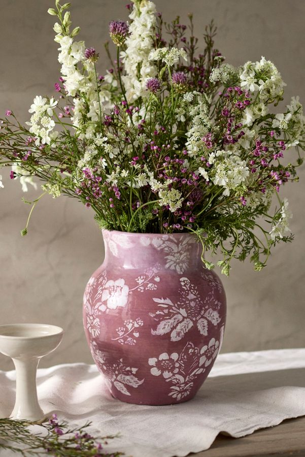 Slide View: 2: Mauve Floral Vase